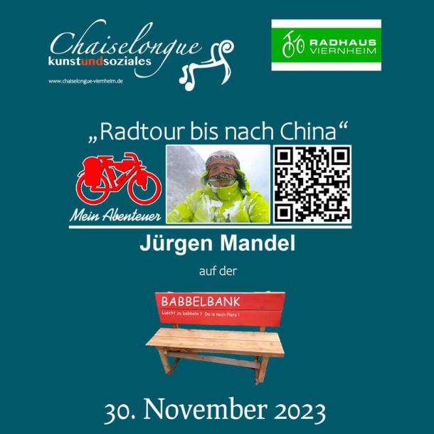 Auf der Babbelbank: JÜRGEN MANDEL - „Radtour bis nach China"